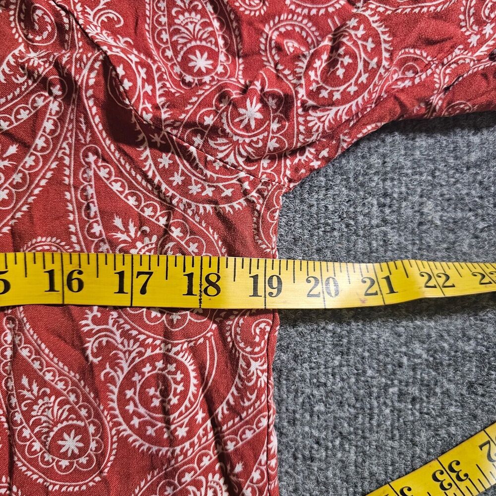 Savanna Jane Top Shirt Womens Large Red Orange Embroidered Boho Peasant Casual - Picture 7 of 11